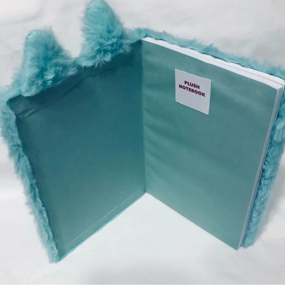 Owl Heart plush Notebook green mint. Size 8”L X 5” W
